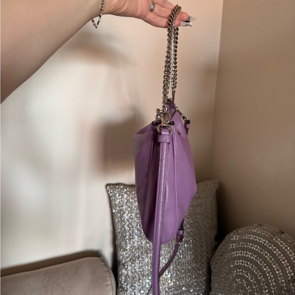 Coach Purple Lilac Leather Shoulder Bag with Chain Strap - Picture 5 of 16